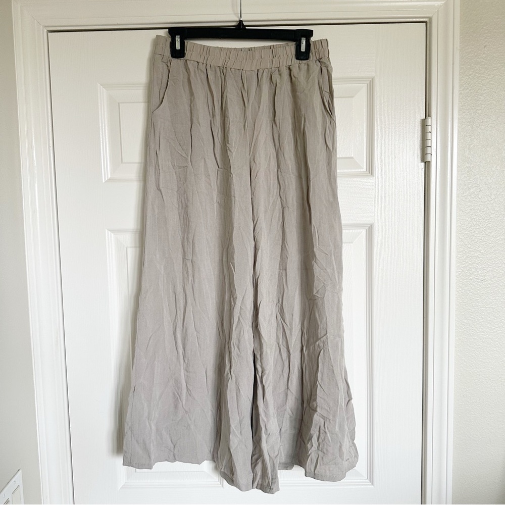 Carly Jean Los Angeles Taupe Wide Leg Pants